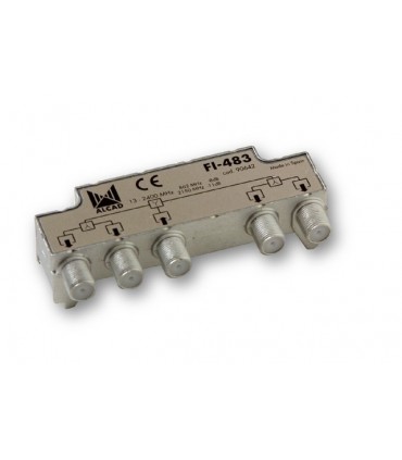  FI-483  Distribuidor blindado, conector F, 4 salidas a 9,5 dB (47 MHz), a 10,5 dB (2150 MHz)