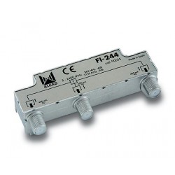 FI-244  Distribuidor blindado, conector F, 2 salidas con P.C. a 5,5 dB (2150 MHz)