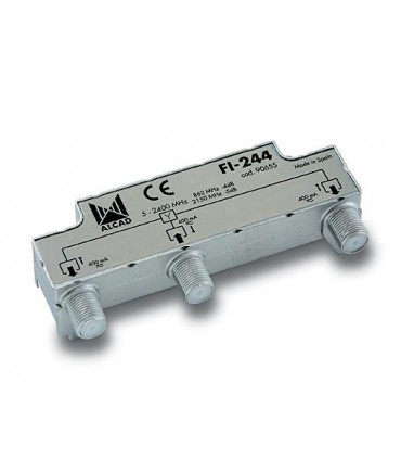 FI-244  Distribuidor blindado, conector F, 2 salidas con P.C. a 5,5 dB (2150 MHz)