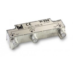 FI-254  Distribuidor blindado, conector F, 2 salidas con P.C. a 4 dB (2150 MHz)
