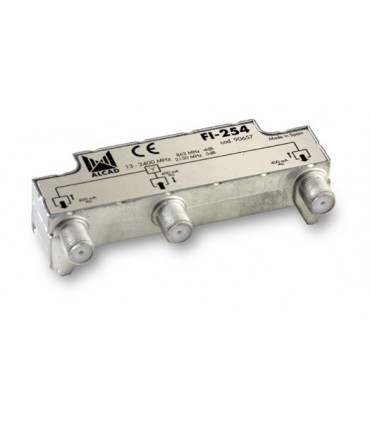 FI-254  Distribuidor blindado, conector F, 2 salidas con P.C. a 4 dB (2150 MHz)