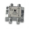 DE-205  Derivador 2 salidas a 22 dB, plano, 5 a 2300 MHz, blindado, con conector F
