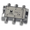 DE-403  Derivador 4 salidas a 17,5 dB, plano, 5 a 2300 MHz, blindado, con conector F