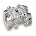 DI-302  Distribuidor blindado, conector F, 3 salidas con P.C. a 9 dB (2150 MHz).