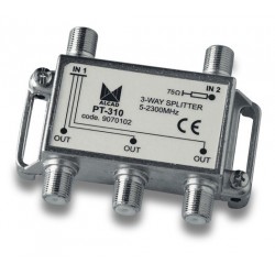 PT-310  Punto de acceso al usuario con distribuidor 3 salidas 10 dB (2150 MHz), 5 a 2300 MHz, blindado, con conector F