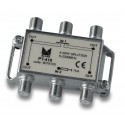 PT-410  Punto de acceso al usuario con distribuidor 4 salidas 10,5 dB (2150 MHz), 5 a 2300 MHz, blindado, con conector F